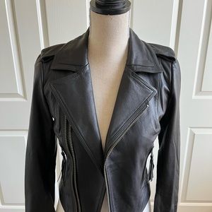 Joie black leather Moto jacket